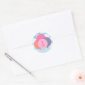 Moderne roze ballonnen baby meisje eerste verjaard ronde sticker (Envelop)