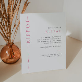 Moderne Roze Bat Mitzvah Kippah Sokkel Bord Reclamebord Met Voetstuk