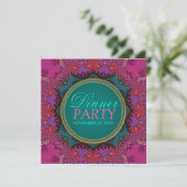 Moderne Roze Batik Uitnodiging Voor Eetfeest (Staand voorkant)