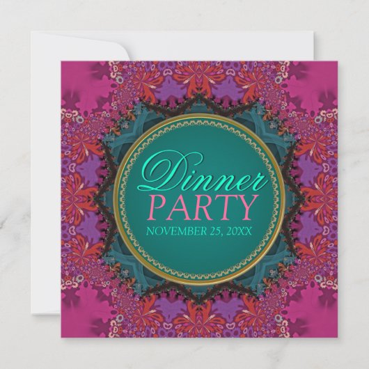 Moderne Roze Batik Uitnodiging Voor Eetfeest (Voorkant)