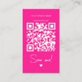 Moderne roze bedankt QR-code Visitekaartje (Achterkant)