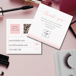 Moderne Roze Bedanktkaart Bestel Inzetstuk Vierkante Visitekaartje
