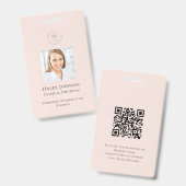 Moderne Roze Bedrijfslogo QR-code Foto Badge (Voor- en achterkant)