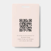 Moderne Roze Bedrijfslogo QR-code Foto Badge (Achterkant)