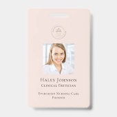 Moderne Roze Bedrijfslogo QR-code Foto Badge (Voorzijde)