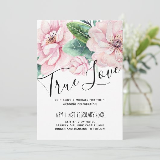 Moderne roze begroting voor zwarte bruiloft (Staand voorkant)