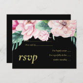 Moderne roze begroting voor zwarte bruiloft uitnodiging briefkaart (Voorkant / Achterkant)