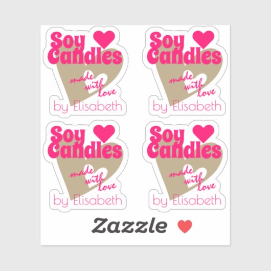 Moderne roze beige harten gemaakt met liefdeszeenk sticker (Vel)