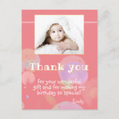 Moderne roze belletjes Kinder Foto bedankt Briefkaart (Voorkant)