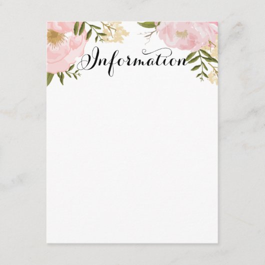 Moderne  roze berichten over het huwelijk informatiekaartje (Voorkant)