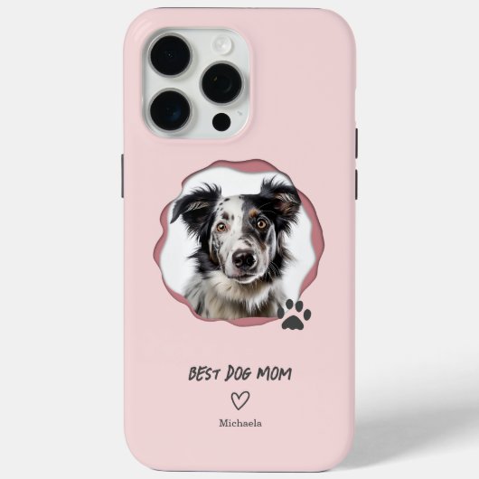 Moderne Roze Beste Hond Moeder Foto Case-Mate iPhone Case (Achterkant)