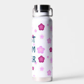 Moderne roze beste moeder ooit schattig bloempatro waterfles (Achterkant)