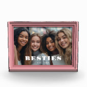 Moderne Roze Besties Keepsake Fotoblokken (Voorkant)