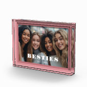 Moderne Roze Besties Keepsake Fotoblokken (Rechts)