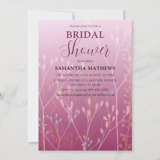 Moderne Roze Blad Bruiloft Uitnodiging (Voorkant)