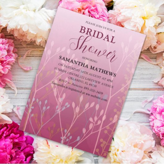 Moderne Roze Blad Bruiloft Uitnodiging