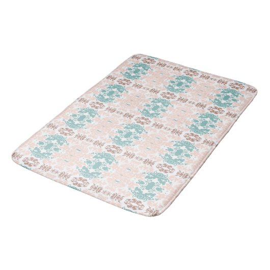 Moderne roze & blauw Franse bloemen Abstract Badmat (Gekanteld)