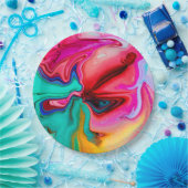 Moderne roze blauwe Abstracte Waterverf Papieren Bordje (Feest)