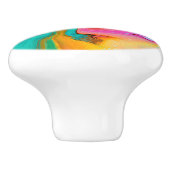 Moderne roze blauwe Abstracte Waterverf personalis Keramische Knop (Zijkant)