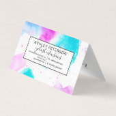 moderne roze blauwe abstracte waterverf verf visitekaartje (Achterkant)