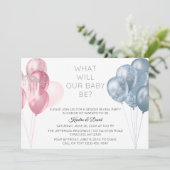 Moderne Roze Blauwe Ballonnen Geslacht Onthulling  Kaart (Staand voorkant)