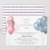 Moderne Roze Blauwe Ballonnen Geslacht Onthulling  Kaart (Voorkant / Achterkant)