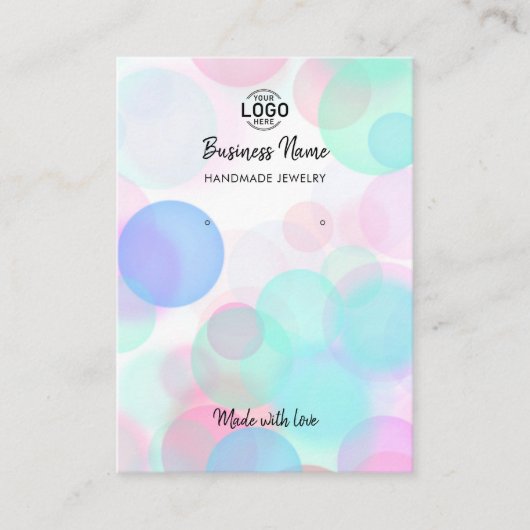 Moderne roze blauwe belletjes oorbellen Kaart Visitekaartje (Voorkant)