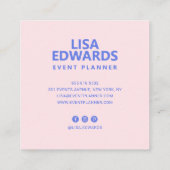 Moderne roze blauwe bloemen illustratie minimalist vierkante visitekaartje (Achterkant)