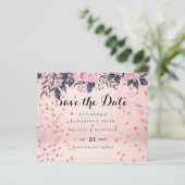 Moderne roze blauwe bloemige bruiloft (Staand voorkant)