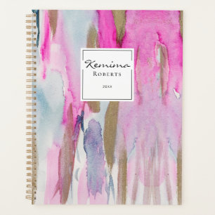 Moderne roze blauwe elegante borstels Waterverven Planner