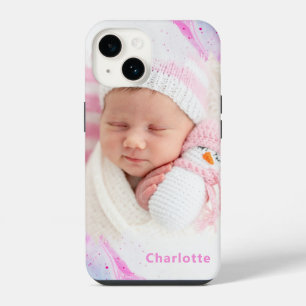 Moderne Roze Blauwe Foto Lieve Vrouwelijke Persoon iPhone 14 Hoesje
