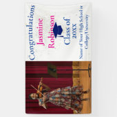 Moderne Roze Blauwe Gefeliciteerd Afstudeerbanner Spandoek (Verticaal)