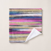Moderne roze blauwe glitter penseel verf bad handdoek (Wasdoekje)