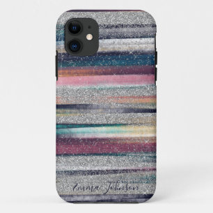 Moderne roze blauwe glitter penseel verf Case-Mate iPhone case
