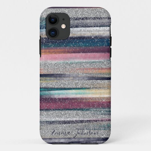 Moderne roze blauwe glitter penseel verf Case-Mate iPhone case (Achterkant)