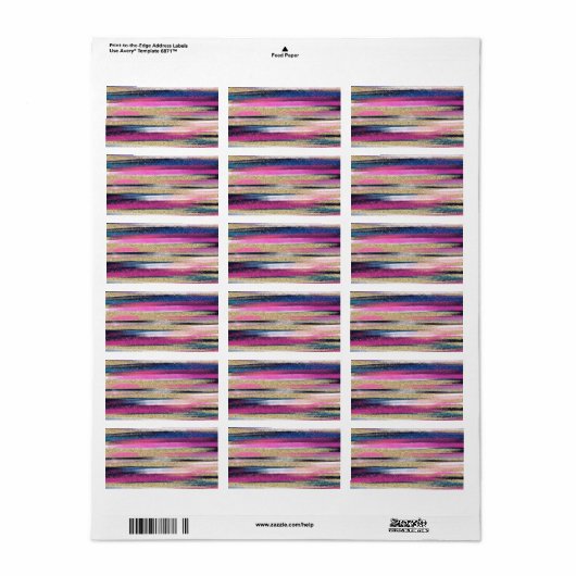 Moderne roze blauwe glitter penseel verf etiket (Full Sheet)