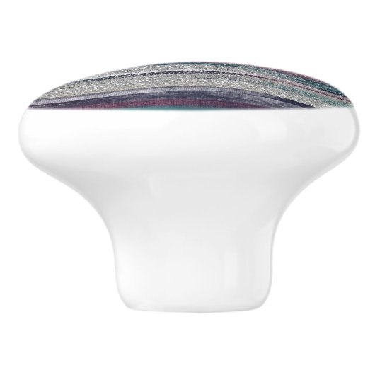 Moderne roze blauwe glitter penseel verf keramische knop (Zijkant)