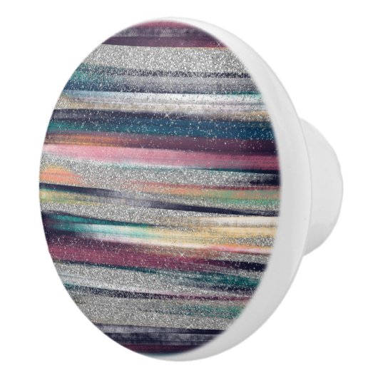 Moderne roze blauwe glitter penseel verf keramische knop (Rechts)