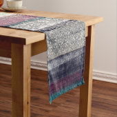 Moderne roze blauwe glitter penseel verf medium tafelloper (Voorbeeld)