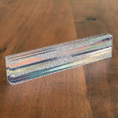 Moderne roze blauwe glitter penseel verf naambordje (Zijkant)