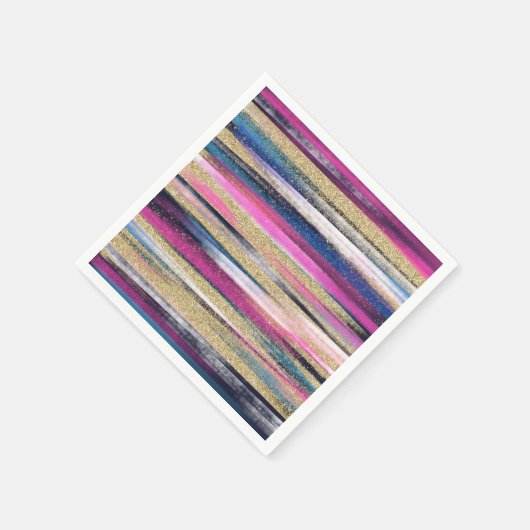 Moderne roze blauwe glitter penseel verf servet (Hoek)