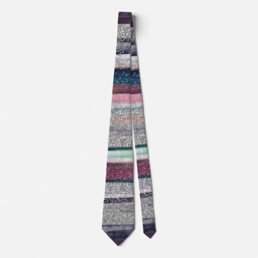 Moderne roze blauwe glitter penseel verf stropdas (Voorkant)