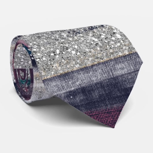 Moderne roze blauwe glitter penseel verf stropdas (Opgerold)