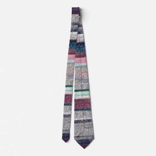 Moderne roze blauwe glitter penseel verf stropdas (Achterkant)