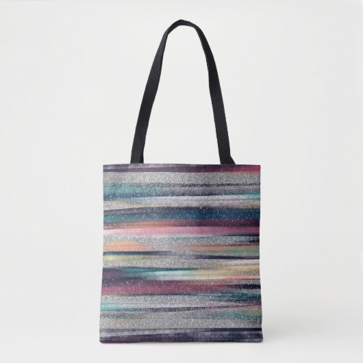Moderne roze blauwe glitter penseel verf tote bag (Voorkant)