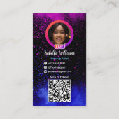 Moderne Roze & Blauwe Gradiënt Instagram QR Visitekaartje (Achterkant)