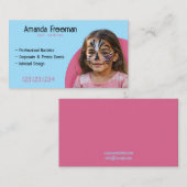 Moderne Roze & Blauwe Kunstenaar Gezicht Schilder Visitekaartje (Voorkant / Achterkant)