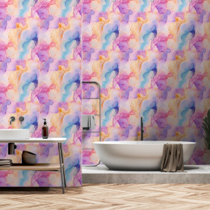Moderne Roze Blauwe Pastel Alcoholinkt Abstract Behang