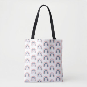 Moderne roze blauwe regenboogpatronen Jouw naam Tote Bag