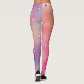 Moderne roze blauwe sprankeling leggings (Achterkant)